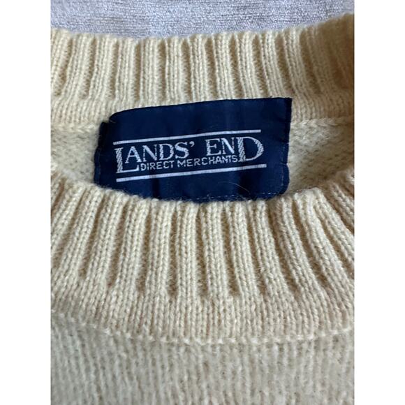 Vintage Lands End Sweater Women’s Sz S,M 100% Pure Wool Yellow monogram EKM - Picture 2 of 13